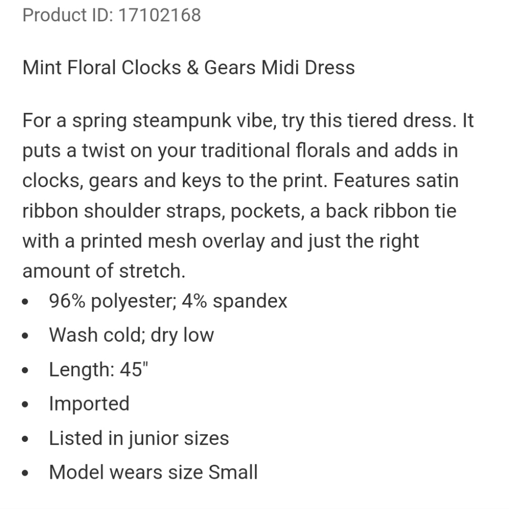 đź–¤Hot Topic Roses & Gears Dress - Picture 6 of 8